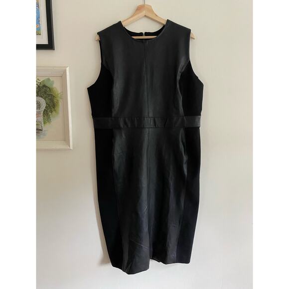 SPANX Leather Like Combo Fitted Dress in Classic Black Size 1X - Picture 3 of 7